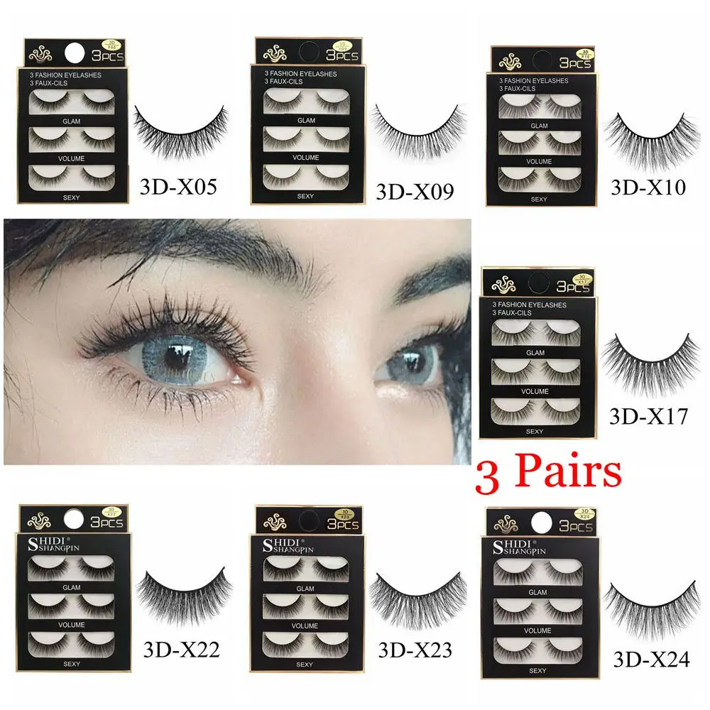 3Pairs 100 Real Mink 3D Volume Thick Daily False Eyelashes