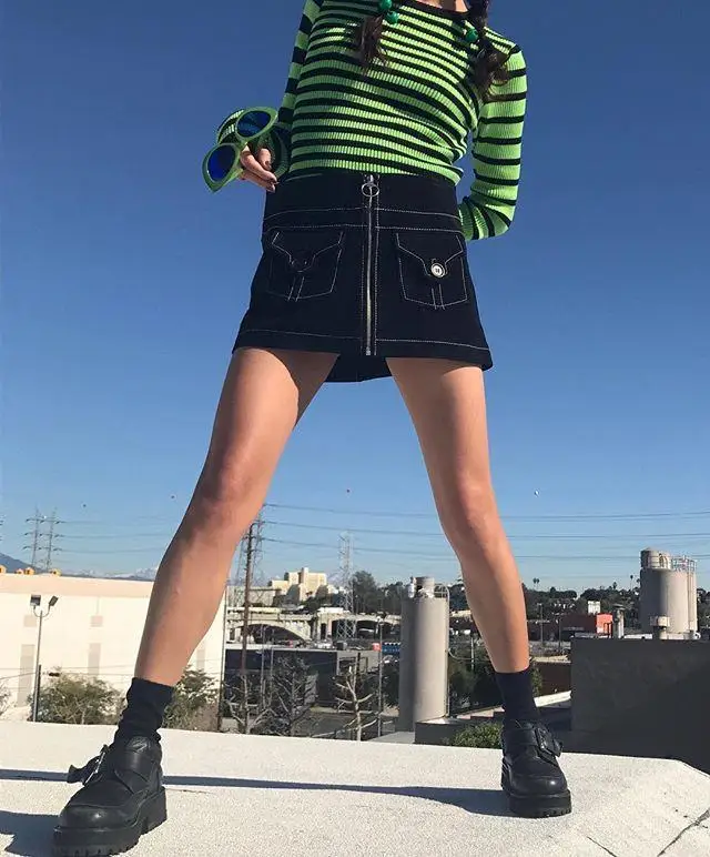 

2018 Fashion Harajuku Punk Women Sweater Pullovers Knit Pull Femme Rainbow Striped Sweater Pull