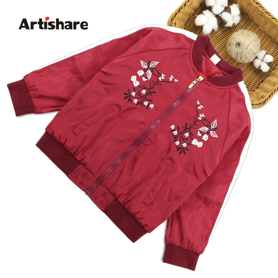 

Teenage Girls Baseball Jackets Spring Autumn Girls Outerwear & Coats Flower Embroidery Girls Sportswear Coat Girl Clothes