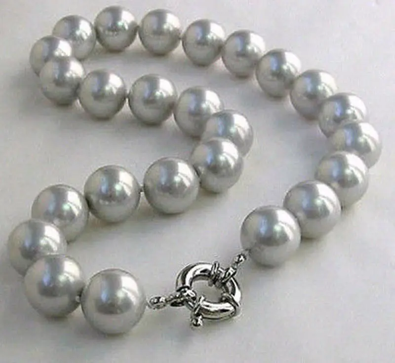 

Hot sale new Style >>>>>10mm 18''Gray Sea Shell Pearl Necklace 1 strand