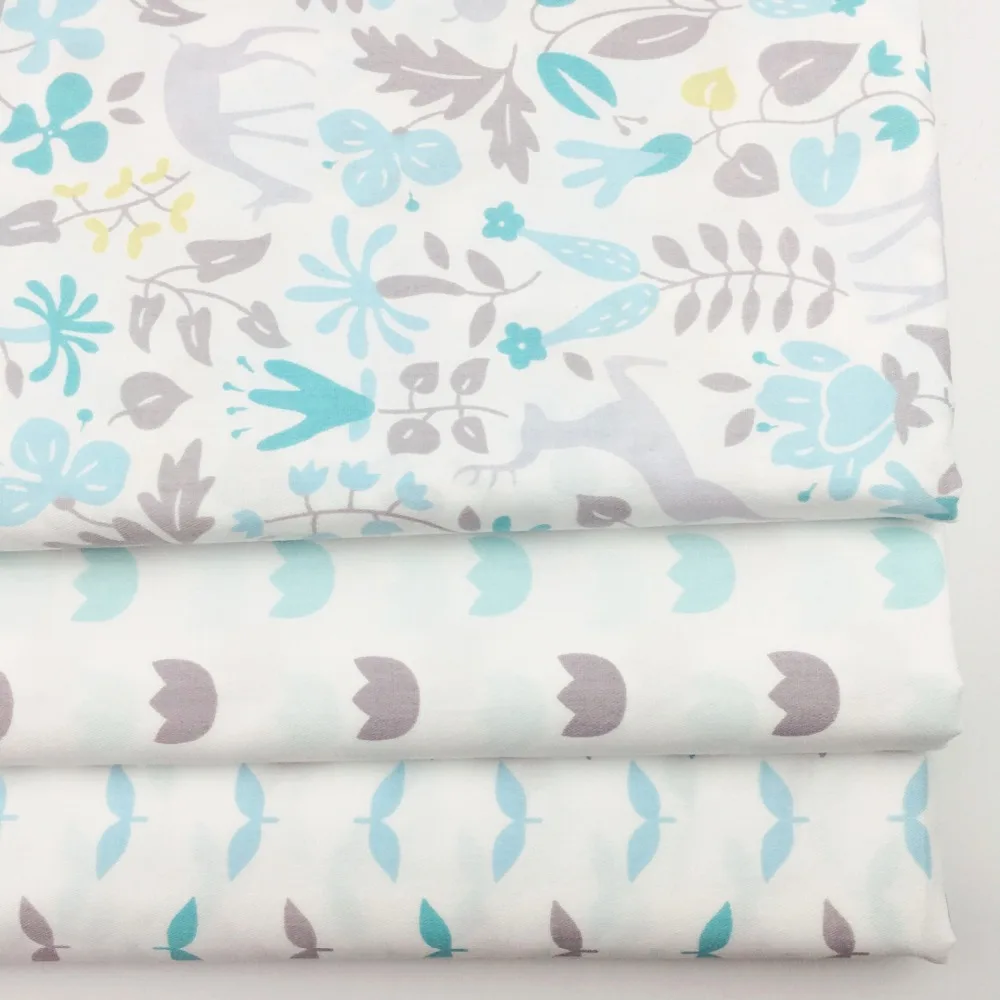 

Syunss Cotton Fabric Patchwork For Diy Sewing Quilt Scrapbooking Tissue Pattern Needlework Material Curtain Cloth Blue Deer Set