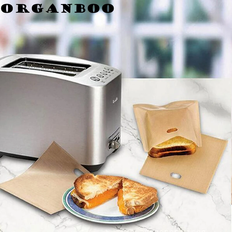 ORGANBOO 5pcs/Set Toaster Bags for Grilled Cheese Sandwiches Baking Pastry Tools Reusable Non-stick Baked Toast Bread Bags