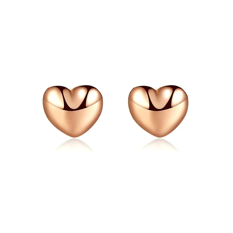 Миниатюрные простые серьги-гвоздики в форме сердца для женщин, брендовые серьги, хорошее ювелирное изделие, Brincos серебро/розовое золото