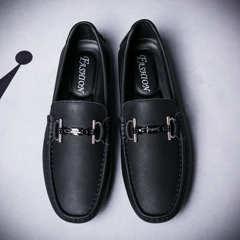 

Men Casual genuine Leather Shoes Slip On Breathable fashion Luxury Loafers Rubber Sole spring Sewing Leisure Driving Shoes p4