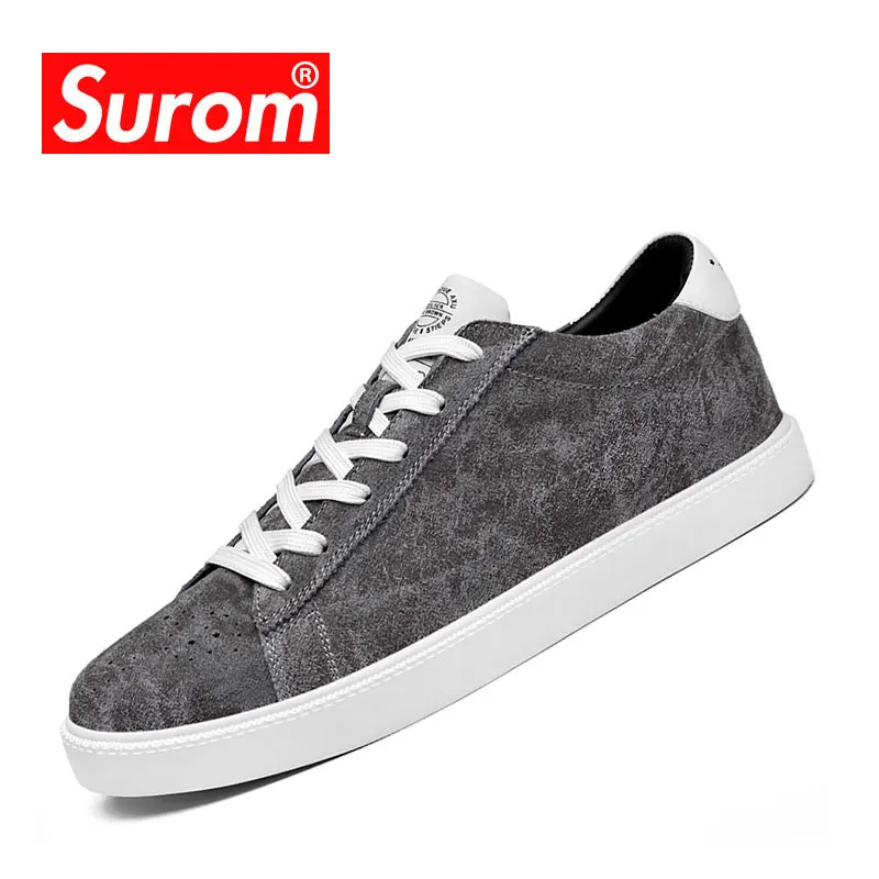 SUROM Summer Casual Leather Shoes For Men Breathable Fashion Spring Autumn Flats Luxury Brand 2018 New Style Sapato Masculino | Обувь