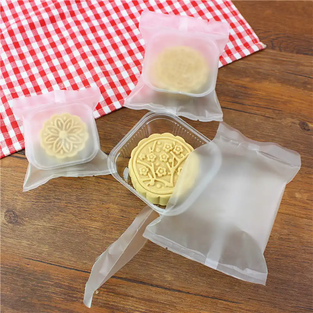 50g 75g 100g Mooncake Packaging Bags Frosted Plastic Bag With Trays For
