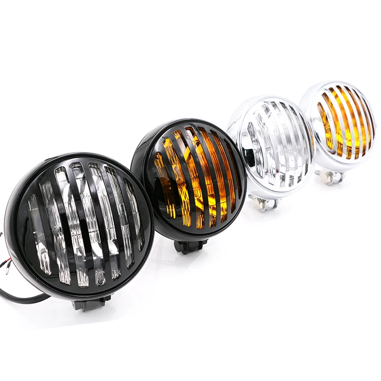 Grill Retro Vintage Motorcycle Bottom Mount Headlight For Harley Chopper Cafe Racer Bobber Old School Touring Grill Retro Vintage Motorcycle Bottom Mount Headlight For Harley Chopper Cafe Racer Bobber Old School Touring