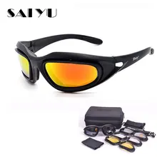 SAIYU C5 Army Goggles Desert Storm 4 Lens Outdoor Sports Hunting Sunglasses Anti UVA UVB X7 Polarized War Game Motorcycle Glasse