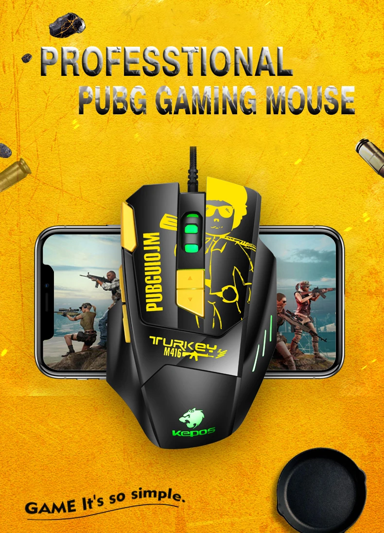 RGB8 USB wired optical gaming mouse in net bar Playerunknown's Battlegrounds
