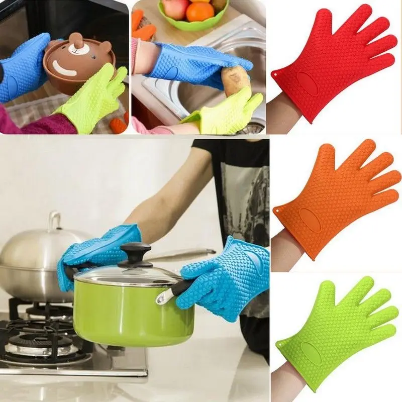 1p домашний барбекю термостойкие силиконовые перчатки печь кухонный гриль кулинарные рукавицы-прихватка рукавица для Гриль-барбекю перчатка для печи