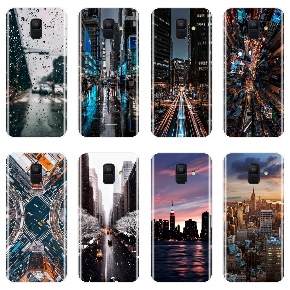 Чехол для телефона Samsung Galaxy A5 A7 2018 A6 A8 Plus City Street силиконовый мягкий чехол накладка