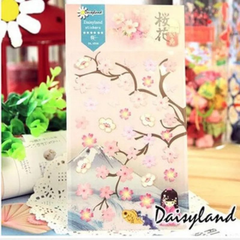 1 упаковка, японские Розовые наклейки в виде цветка сакуры, клейкие восточные цветы вишни, форма высечки, декоративные наклейки для дневника, скрапбукинг, ремесло