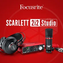 Focusrite scarlett 2i2 studio(2nd Gen) Запись Звуковая карта гарнитура комплект 2i2 аудио интерфейс+ CM25 микрофон+ наушники HP60