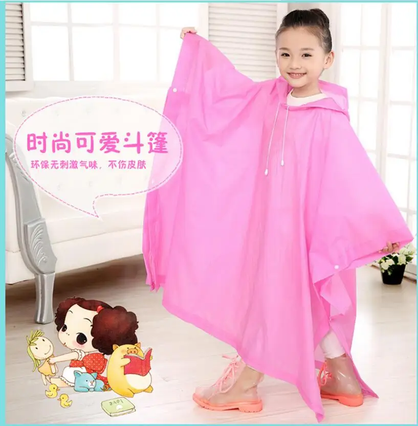 1.Children Poncho Rain Waterproof student Boys girls long Raincoat Transparent Kids Rain Coat Cover Kids Rainwear Camping
