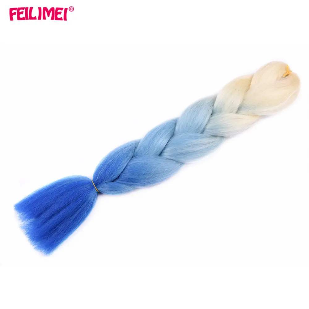 Feilimei Ombre плетение волос для наращивания синтетические термостойкие огромные косички 100 г/шт. 24 дюйма зеленый/серый/фиолетовый/синий/черный волосы - Цвет: P4/27