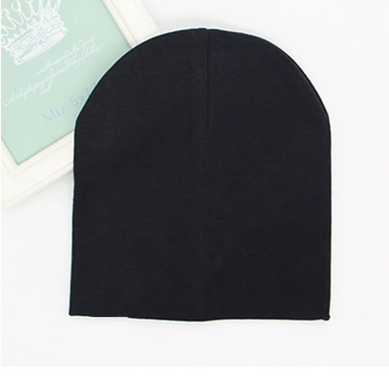 Детские мягкие вязаные для новорожденных, унисекс, шапка для мальчиков и девочек, хлопковая теплая шапка-ушанка, яркие цвета, Детские аксессуары - Цвет: black-yuanrenhou