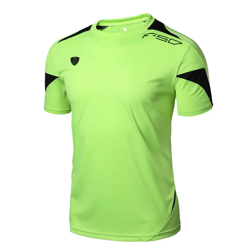 Мужская футболка для бега, мужские футболки для футбола Survete, Мужская футболка для футбола, быстросохнущая футболка для настольного тенниса, бадминтона, спортивные футболки, топы, футболки - Color: LS06 green