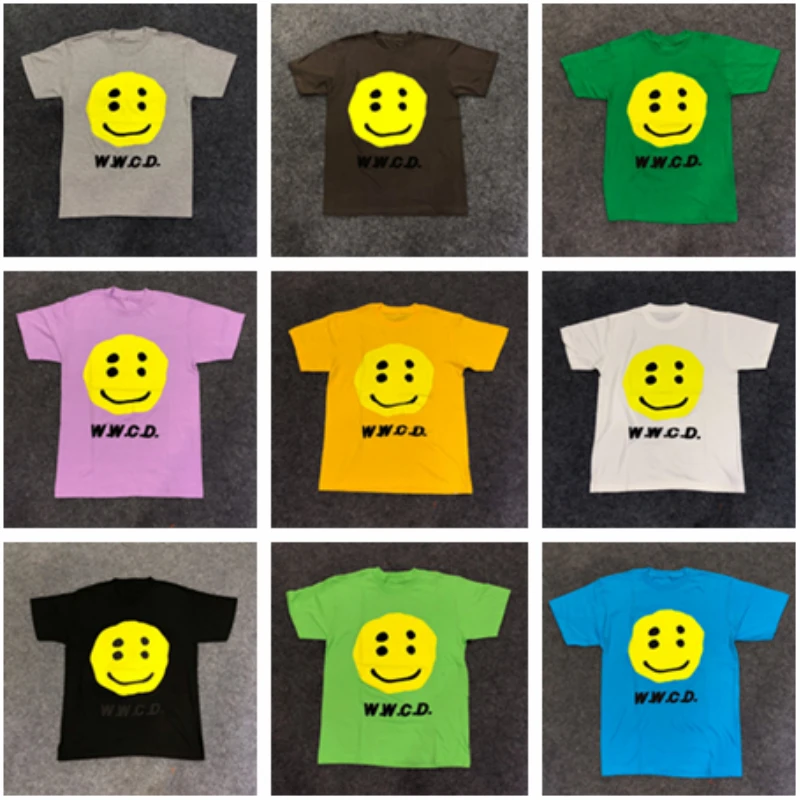 

2019ss CPFM W.W.C.D T Shirt Men Women Streetwear Smiley Face Long Sleeves Harajuku Cotton Tshirt 3D Top Tees CPFM W.W.C.D Tshirt