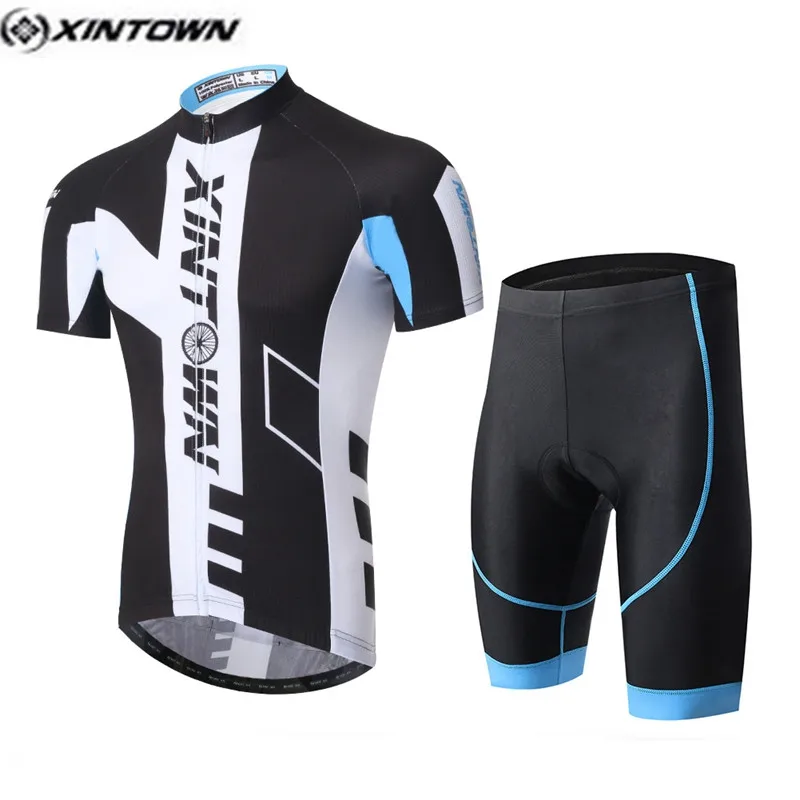 

XINTOWN Pro mtb Cycling Jersey Bib Shorts Sets Men Blue Black Bike Clothing Suits Male Team Bicycle Top Bottom Clothes Quick Dry