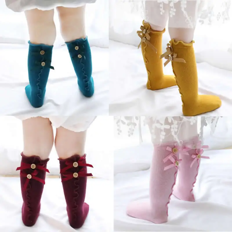 

baby bowknot black fungus socks baby leg warm toddler pantyhose knee high cotton lace bowknot baby girl socks priness