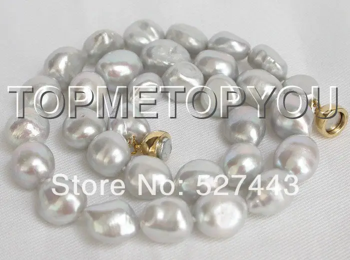 

Wholesale free shipping >>beautiful big Baroque gray FW pearls necklace