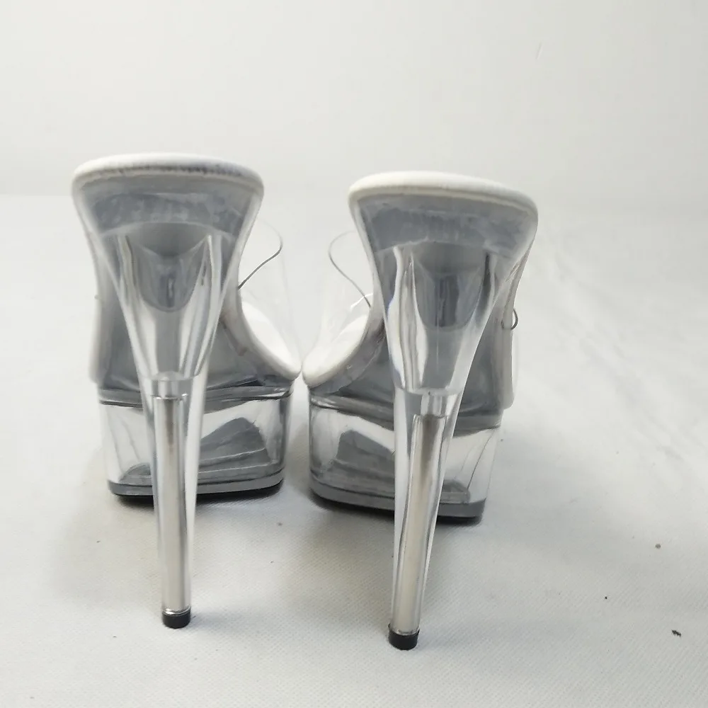 Fashion high heels 15cm wedding shoes, waterproof platform crystal transparent women's Slippers