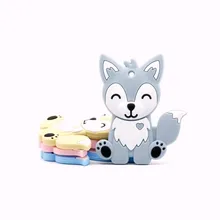 

Baby Silicone Teethers BPA Free Teething Toy Animal Dog The fox Owl Elephant Baby Ring Teether Silicone Beads DIY Chain