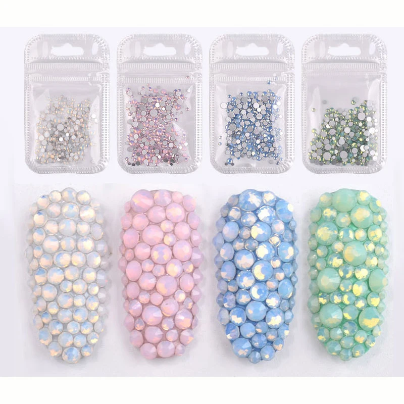 1 Pack SS4-SS20 Mix Opal AB Crystal Nail Art Rhinestones 3d Glass Flatback Diamond DIY Nail Jewelry Sticker Decoration Manicure