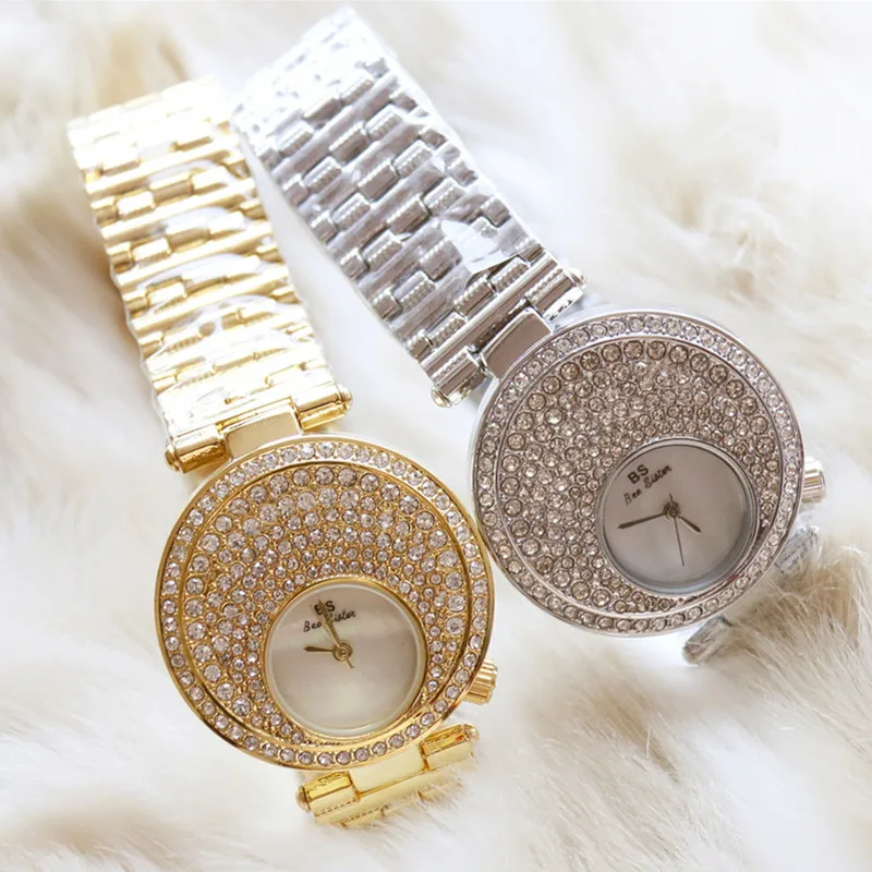 

2019 High-end Linked Watch Full Diamond Female Watch Fashion Custom Watch Gold and Silver New Hot Ladies Quartz Watch