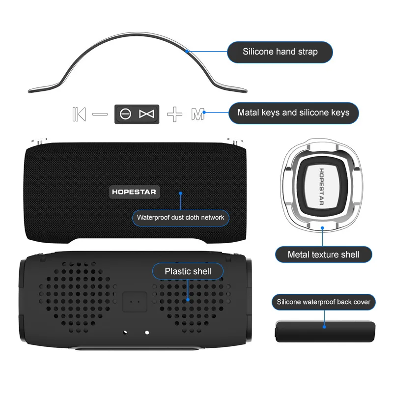 HOPESTAR H24 10 Вт Parlante Bluetooth динамик беспроводной сабвуфер колонки домашний кинотеатр звуковая система влагозащищенный динамик