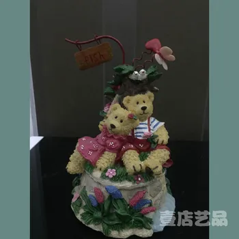 

European Sweet Couple Bears Music Ornamnet Birthday Gift Table Decoration