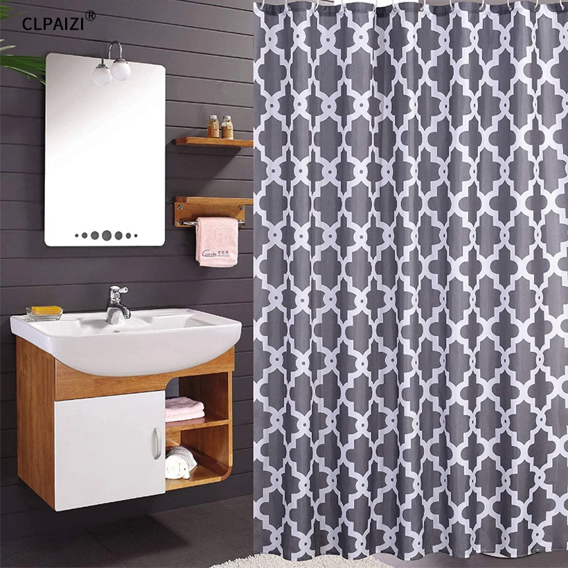 

CLPAIZI Geometric Patterned Shower Curtain Hotel - Home Mathroom Mildew Waterproof Shower Curtain Grey Geometric 72" x 80" D30
