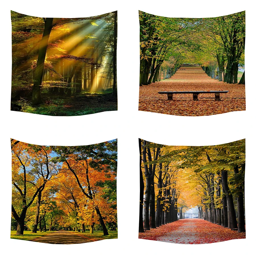 

Boniu Farmhouse Decor Psychedelic Forest Tapestry Wall Hanging Blanket Window Tapestries Headboard Polyester Yoga Shawl