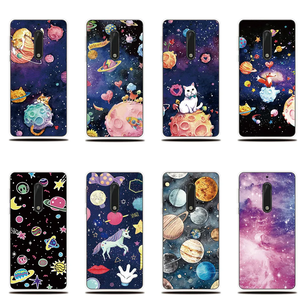 

Silicone case For Nokia 3 5 6 8 Soft Cover Outer Space Planet Pattern Shell Funda For Nokia 2.1 3.1 5.1 6.1 Plus Cover Case