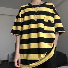 Pockets Striped Letter Print Oversized Summer T shirt Short Sleeve O neck plus size tee Korean style minimalist student clothes thanksgiving letter print striped tee