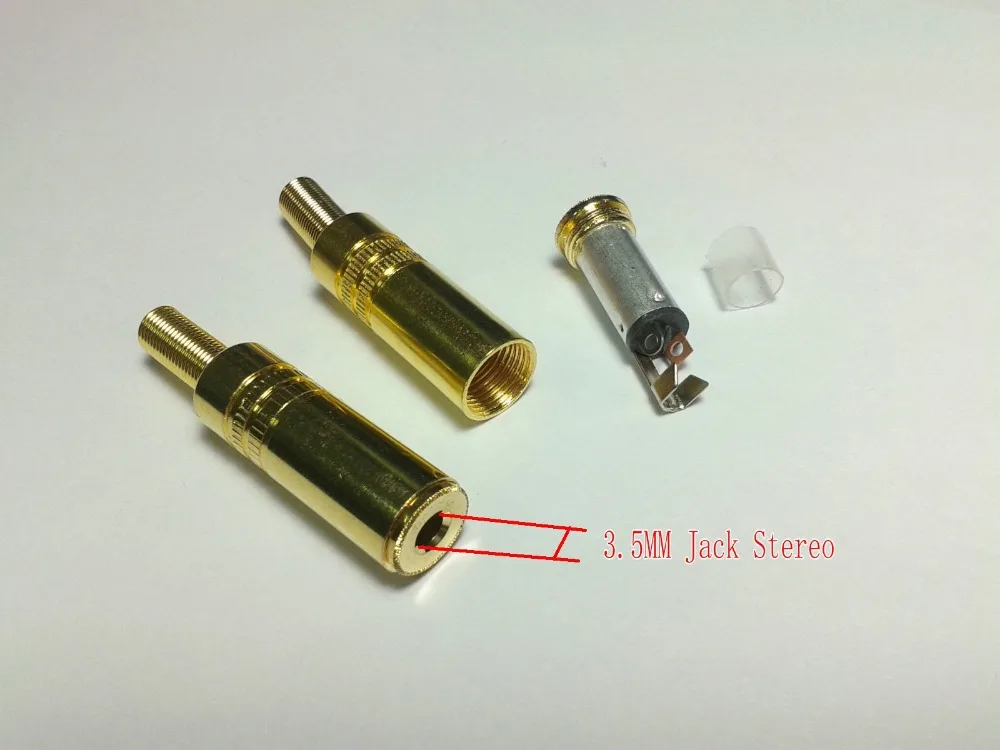 

50pcs Gold plate 1/8 3.5mm Jack Stereo Female Inline Socket Solder Connector