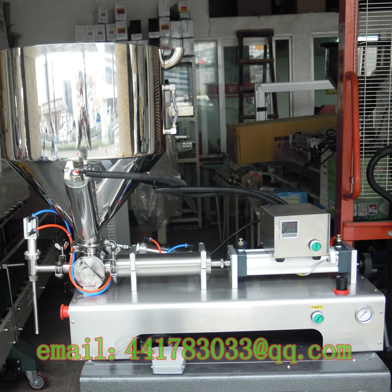 

G1WGDD50-500ml Single head horizontal pneumatic heating belt stirring filling machine Oil filling, lard, animal oil filling mach