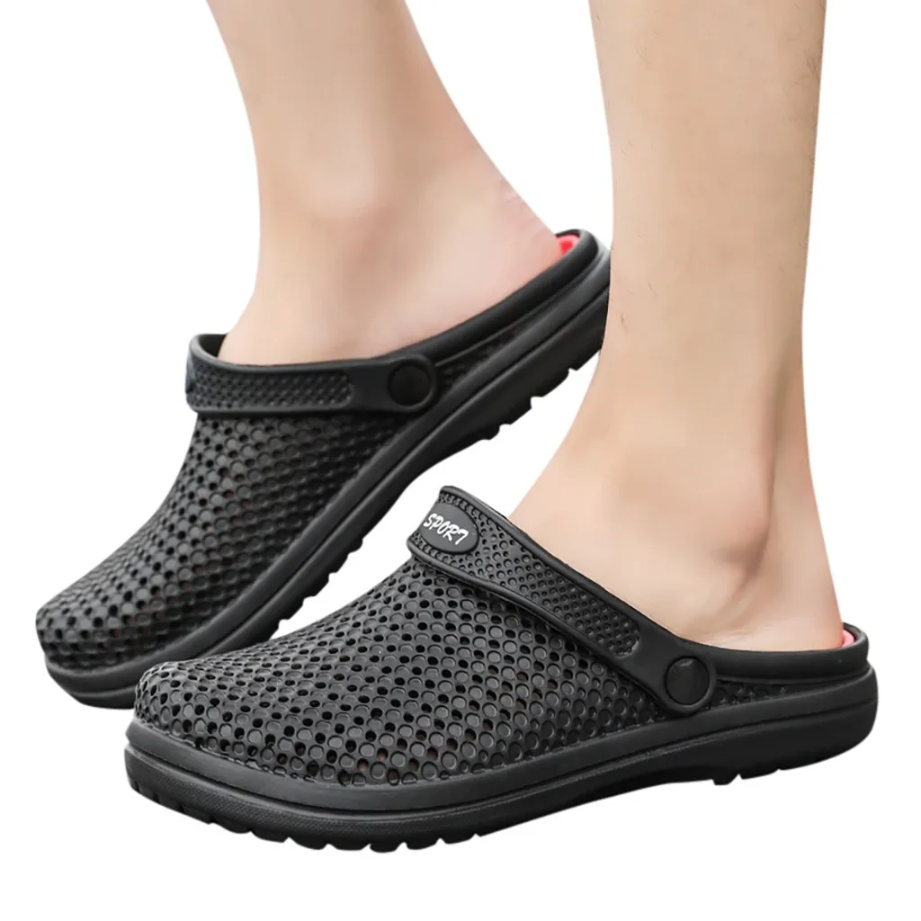 

SAGACE 2019 Couple sandals summer men's shoes lightweight men's non-slip beach shoes breathable mesh flat sandals