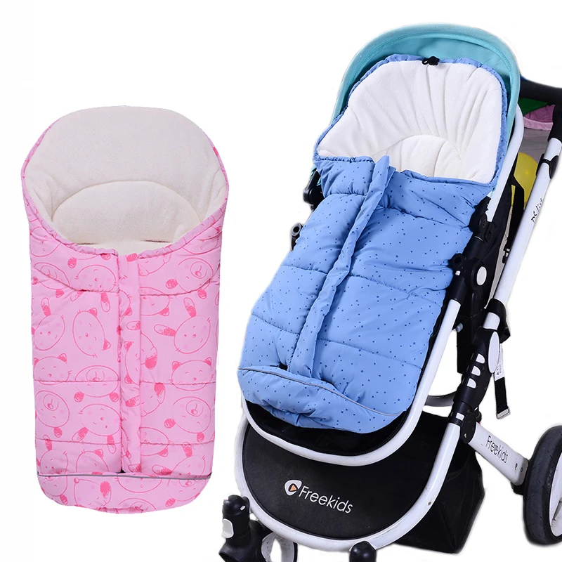 Зимний спальный мешок для новорожденных, теплая прогулочная коляска, спальный мешок, Детские спальные мешки, мультяшный Конверт для новорожденных с муфтой для ног