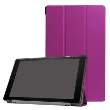 

Tri-fold Leather Stand Case Protective Shell for Amazon Fire HD 10 (2017) ultra slim PU leather stand case