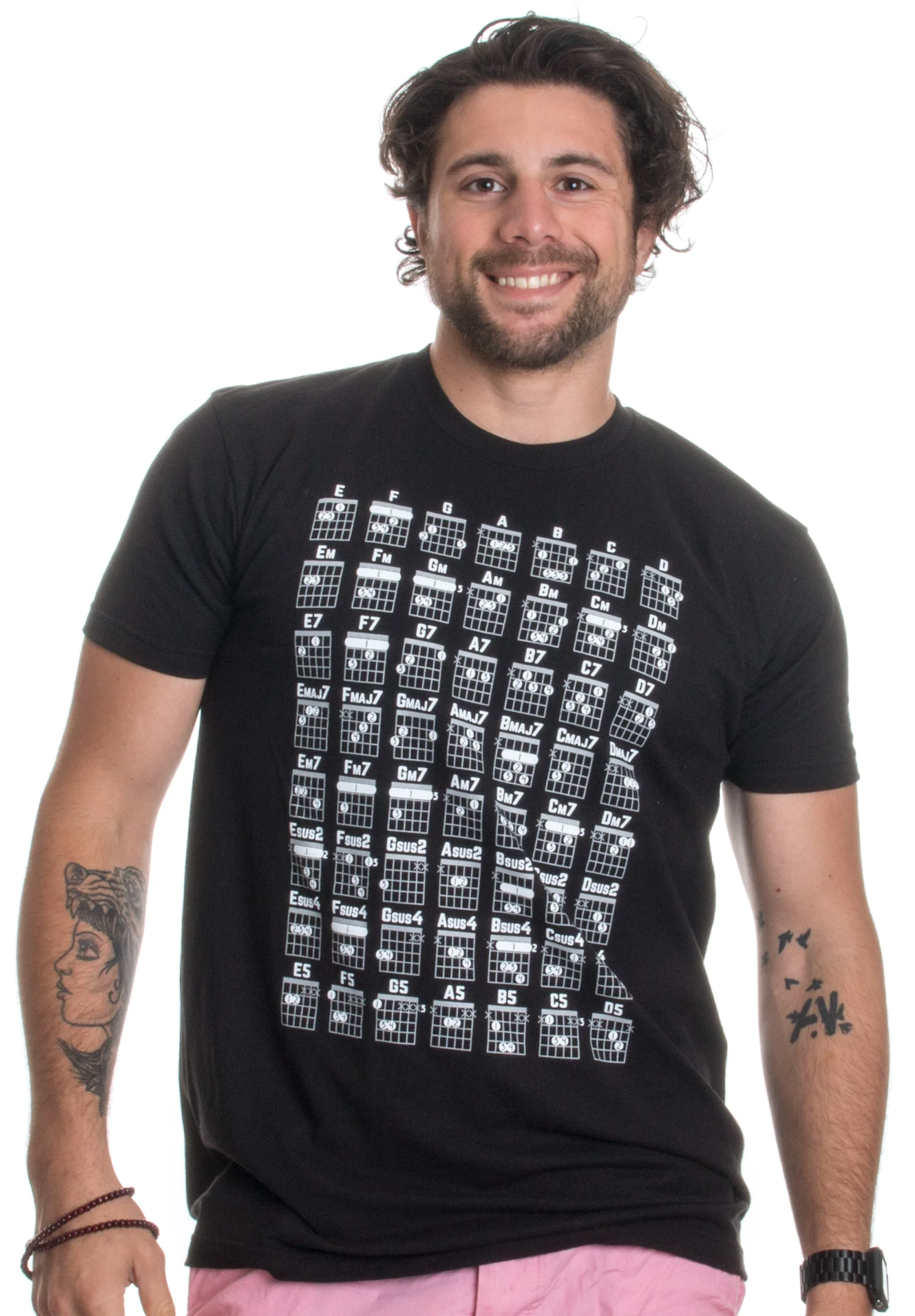 

Guitar Chord Chart Cool Musician Guitarist Teacher Music Playing Notes T-shirt For Men Fashionable