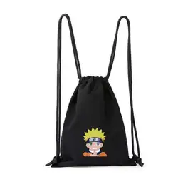 High Q аниме Хокаге ninijia Наруто Drawstring сумка унисекс холст мешки для школьника рюкзаки Ежедневные Сумки