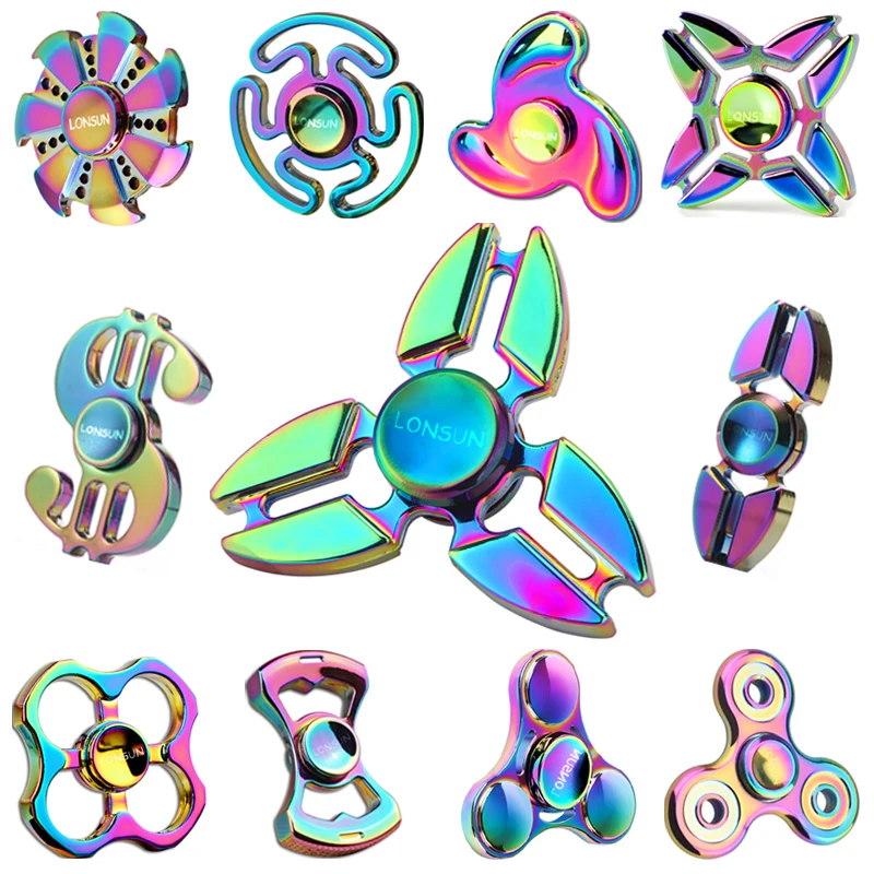 2017 New EDC Tri Spinner Fidget Toys Pattern Hand Spinner Metal Fidget Spinner And ADHD Adult