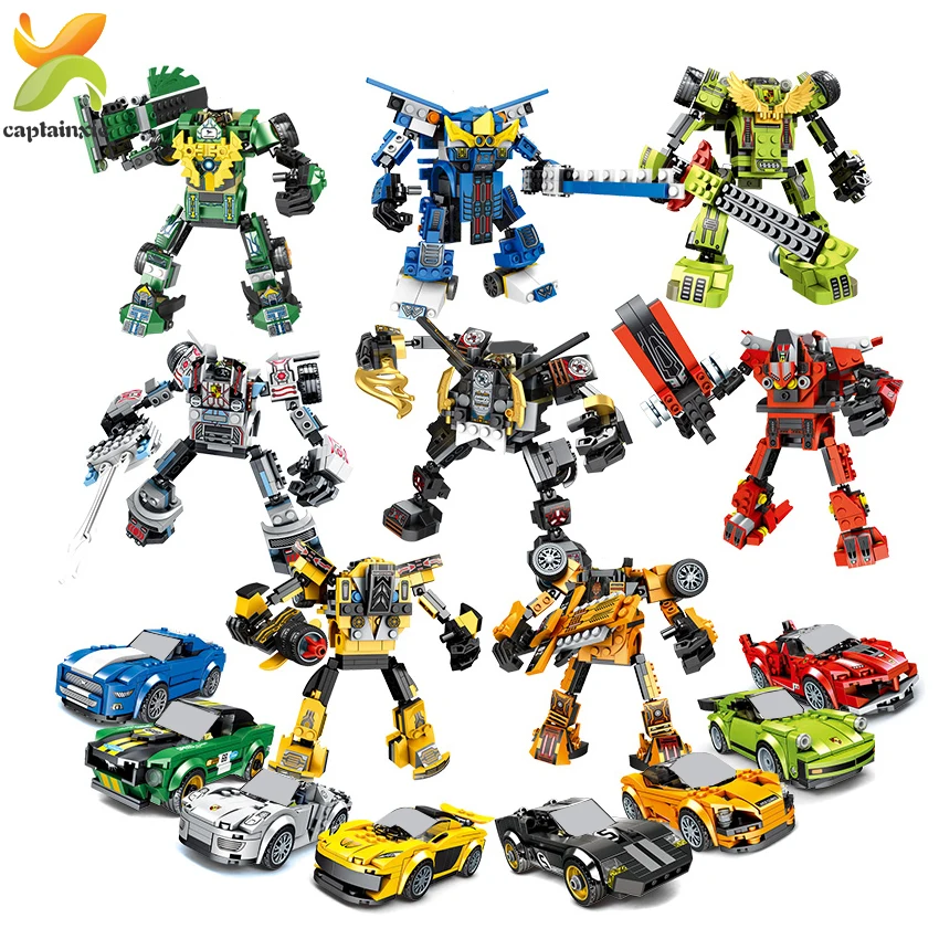 

8 Styles Technic Transformation Robot Car Super Racers Speed Oyuncak Building Blocks Juguetes Jouet City Figures Kids Toys
