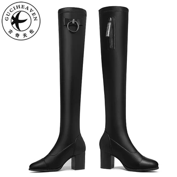 

Guciheaven Over the knee Boots for Women Winter Keep Warm Add Short Plush Inside High Heels Pumps 6.5cm Fashion Shoes New model