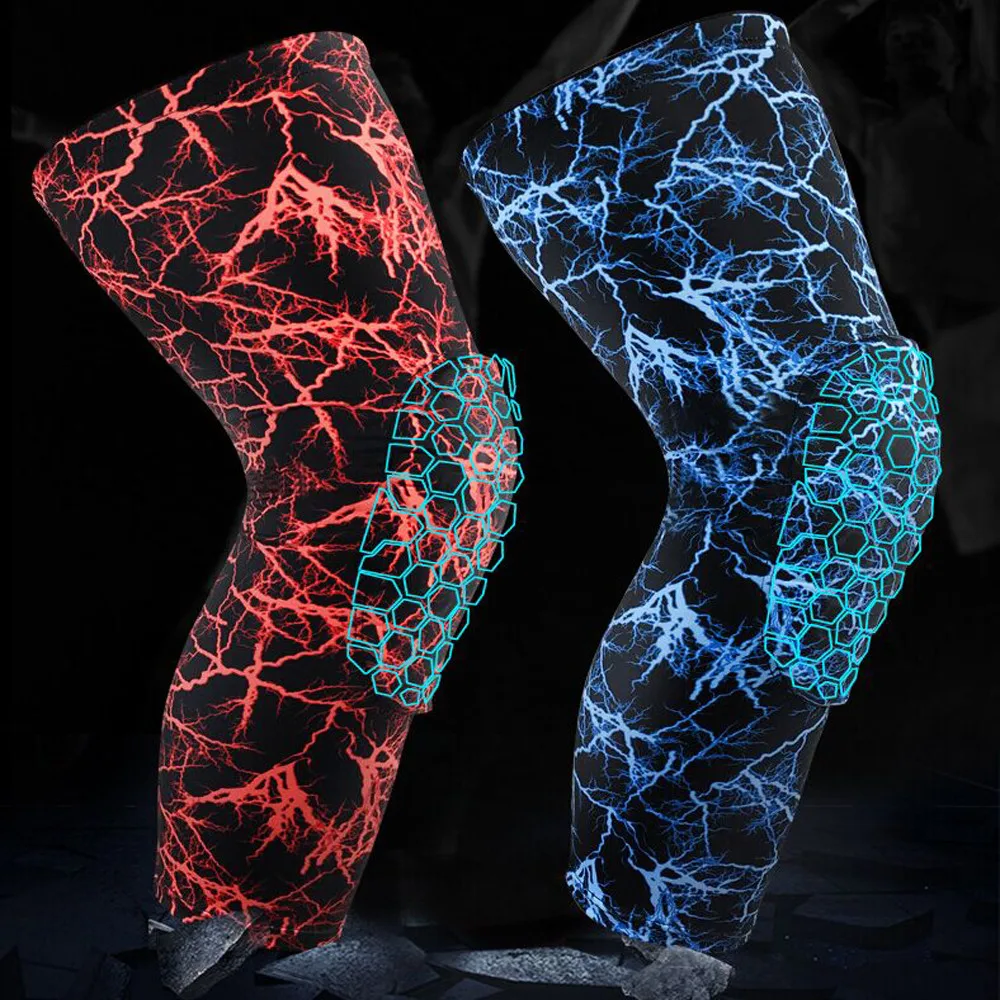 2019 Breathable men's honeycomb gauntlet basketball gauntlet sleeve leg exercise gauntlet Honeycomb anti-collision knee 40M7 (2)
