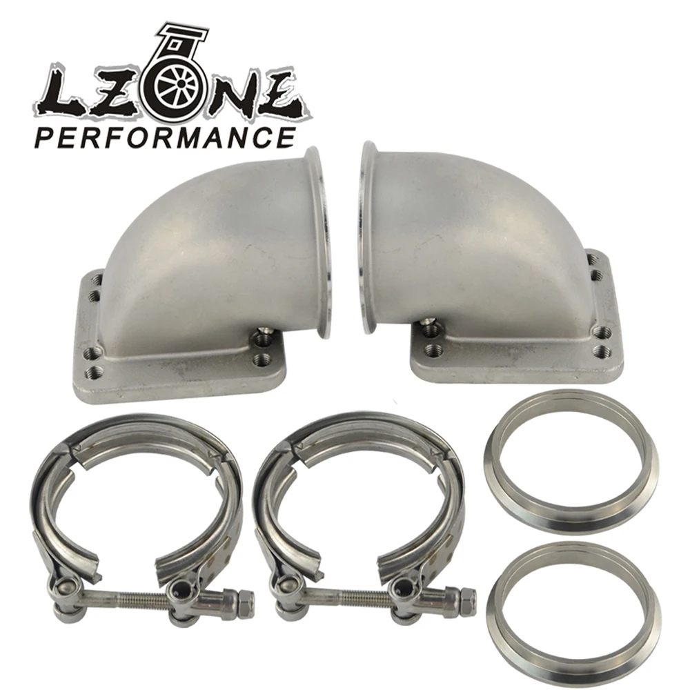 LZOEN 1Pair 3.0" Vband 90 Degree Cast Turbo Elbow Adapter Flange 304