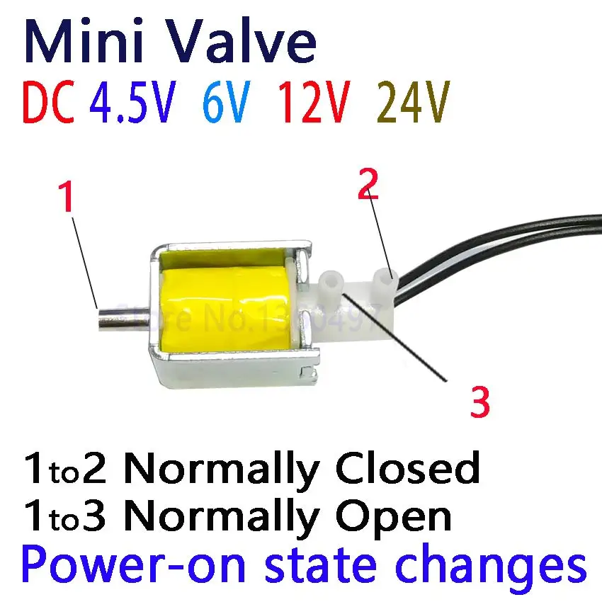 Электрический 4,5 в 6 в 12 В 24 В мини микро Соленоидный клапан воздушный газ выпуска выхлопа не рекомендуется 2 положения 3 способ