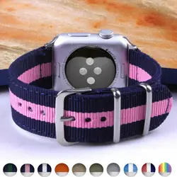 Woven Nylon band для Apple watch 3 42 мм 38 мм ткань-как iwatch ремешок 3/2/1 синий розовый наручные нейлоновый ремешок