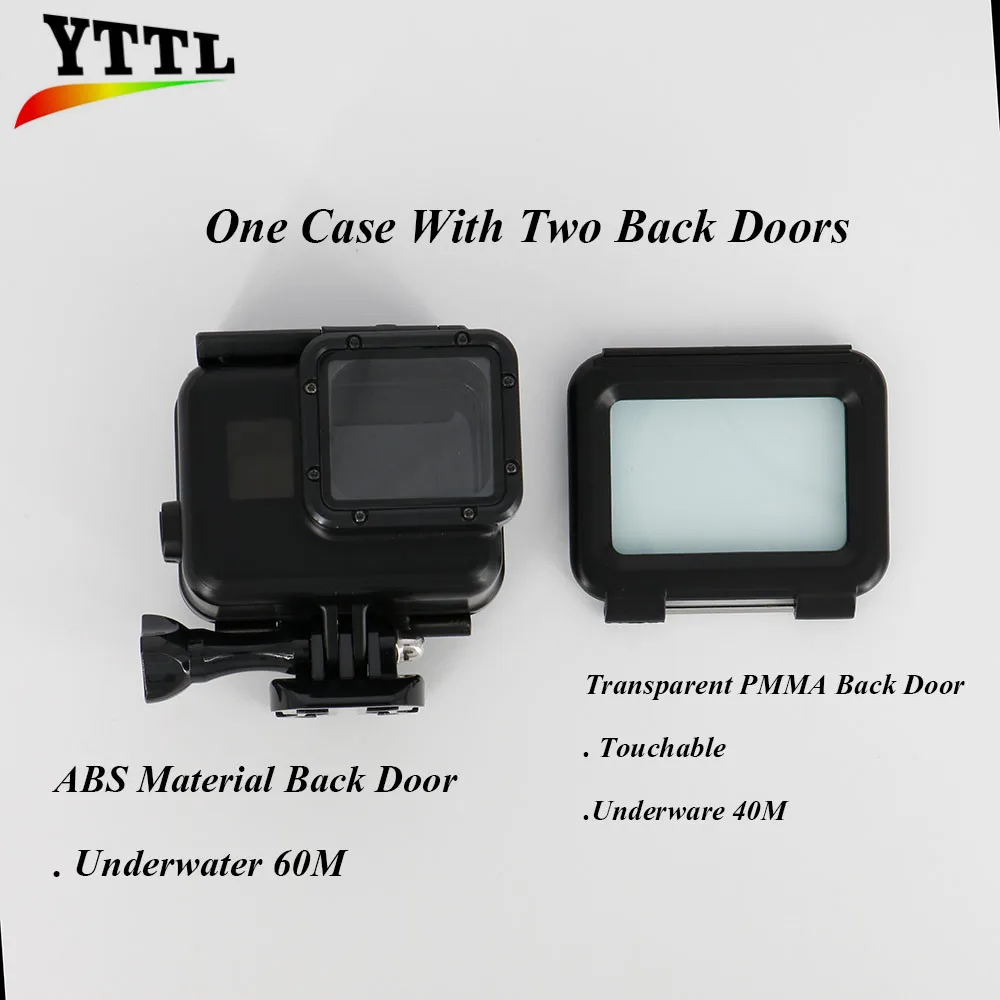 2 Back Doors Underwater 60m For Go Pro Hero 5 Waterproof Case